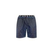 Dierenprint Logo Zwemshorts Roberto Cavalli , Blue , Heren