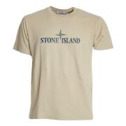 Stijlvolle Putty T-shirt voor mannen Stone Island , Beige , Heren