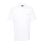 Witte Katoenen Poloshirt Leren Afwerking Ermenegildo Zegna , White , H...