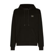 Zwarte Katoenen Hoodie met Logozak Dolce & Gabbana , Black , Heren