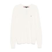 Wit Logo Geborduurd Langarmshirt Tommy Hilfiger , White , Heren