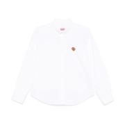 Witte Button-Down Shirt Logo Patch Kenzo , White , Dames