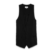 Zwart Wol Diep-Hals Vest MM6 Maison Margiela , Black , Dames