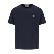 Navy Blue Chest Logo T-shirt Stone Island , Blue , Heren