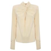 Elegante Twill Crème Blouse Patrizia Pepe , Beige , Dames