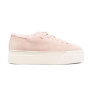 Shearling gevoerde flatform sneakers in roze Santoni , Pink , Dames