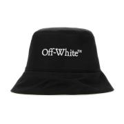 Stijlvolle Zwarte Polyester Bucket Hoed Off White , Black , Heren