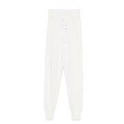 Witte Pointelle-Gebreide Broek met Strepen Ermanno Scervino , White , ...