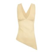 Dora, top in beige zijden georgette Cortana , Beige , Dames