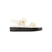 Leather sandals Tory Burch , White , Dames