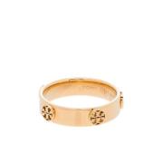 Gouden verhoogde serif T-logo ring Tory Burch , Yellow , Dames