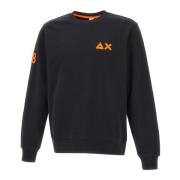 Zwarte Katoenen Sweatshirt met Oranje Piping Sun68 , Black , Heren