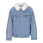 Heldere Blauwe Denimjas met Sherpa Interieur Adidas , Blue , Dames