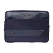 Blauwe gerecyclede stof en leren iPad mini tas Piquadro , Blue , Heren