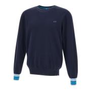 Heren Navy Blue Sweater met Piping Sun68 , Blue , Heren