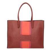 Gestructureerde Leren Handtas in Rosewood Coccinelle , Brown , Dames