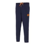 Heren Katoenen Jogger met Oranje Piping Sun68 , Blue , Heren