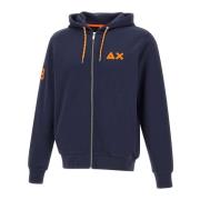 Heren Katoenen Sweatshirt, Marineblauwe Hoodie Sun68 , Blue , Heren