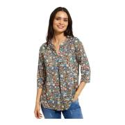 Kleurrijke Bloemenprint Blouse IN Front , Multicolor , Dames