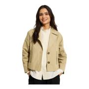 Elegante Cropped Jacket Blazer Zand IN Front , Beige , Dames