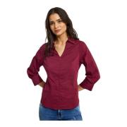 Bordeaux Shirt met 3/4 Mouwen IN Front , Brown , Dames