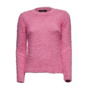 Fuchsia Sweater met Logo Print Max Mara Weekend , Pink , Dames