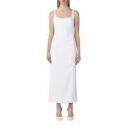 Elegante Rugloze Witte Midi Jurk Emporio Armani , White , Dames