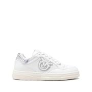 Witte Sneakers met Borduurwerk Pinko , White , Dames