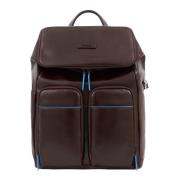 Bruine leren laptoprugzak met ritssluiting rondom Piquadro , Brown , H...