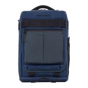 Blauwe Stoffen Rugzak - Gerecycled Polyester Piquadro , Blue , Heren