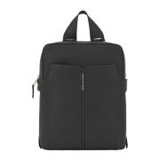 Zwarte leren rugzak Piquadro , Black , Heren