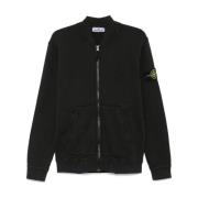 Zwarte Sweater met Ritssluiting Stone Island , Black , Heren