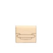 Gouden Logo Leren Portemonnee Knoopsluiting The Bridge , Beige , Dames