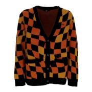 Geruite Print Cardigan Trui Zwart/Gember Vans , Multicolor , Dames