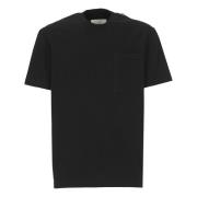 Zwarte Katoenen T-shirt met Borstzak Jil Sander , Black , Heren