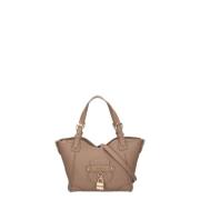 Beige Handtas met Ritssluiting Love Moschino , Beige , Dames