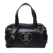 Zwarte Leren Schoudertas met Rits Love Moschino , Black , Dames