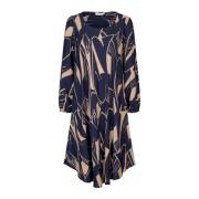 Abstract Print Jurk Navy Blauw Masai , Multicolor , Dames