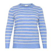 Gestreepte Pullover Trui Blauw Melange/Beige Kaffe Curve , Blue , Dame...