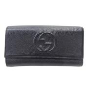 Pre-owned Leather wallets Gucci Vintage , Black , Dames