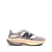 Suède Mesh Sneakers Veters Ronde Neus New Balance , Gray , Dames