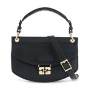 Vlinder Sluiting Leren Handtas Ganni , Black , Dames