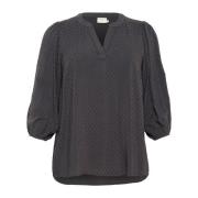 Vrouwelijke blouse met V-hals en 3/4 mouwen Kaffe Curve , Black , Dame...