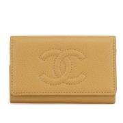 Pre-owned Leather key-holders Chanel Vintage , Beige , Dames