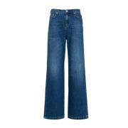 Denim Flare Jeans met Gebruikt Effect Roy Roger's , Blue , Dames