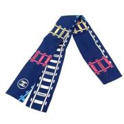 Pre-owned Silk scarves Chanel Vintage , Blue , Dames