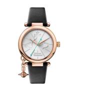 Orb Logo Quartz Horloge Zwart/Rose Goud Vivienne Westwood , Black , Da...