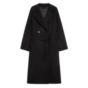 Zwarte Wolle Dubbelrijige Jas Max Mara Weekend , Black , Dames