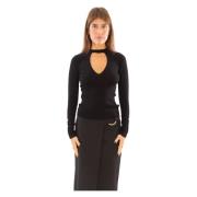 Geribbelde Cut-Out Sweater in Z99 Pinko , Black , Dames