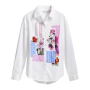 Lange Mouw Damesoverhemd Lente/Zomer Collectie Desigual , White , Dame...